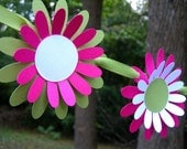 Dark Pink Green and White Daisy Garland MADE TO ORDER