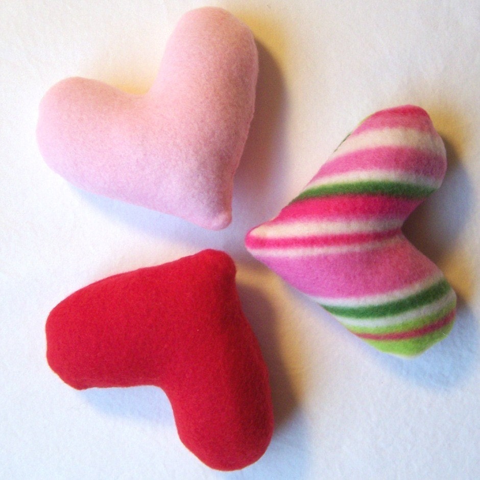 I Love My Kitty- 3 Plush Catnip Hearts