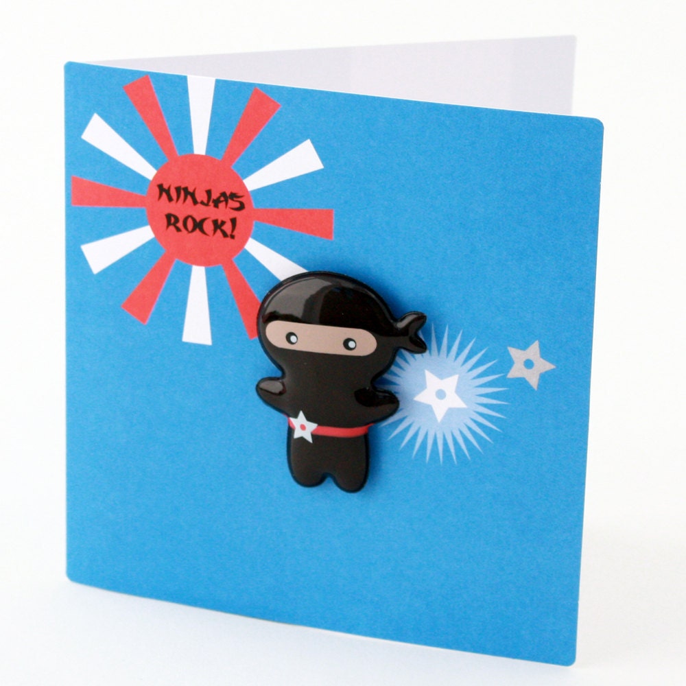 Cute ninja magnet card