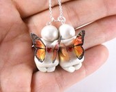 Twin Butterfly Baby mother's necklace - you pick colors
