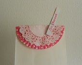 Bubble gum pink Polka dot cupcake liner doilies favor bags sacks with so sweet clothes pins