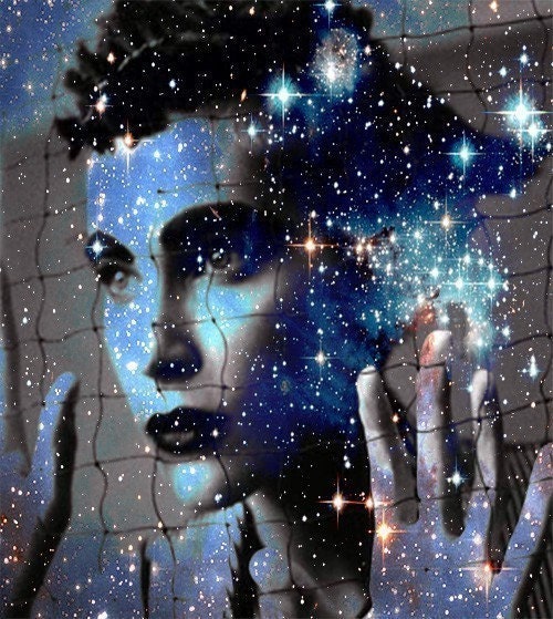 Fine Art Print, Giclee Archival Print, Photomontage, Collage, Painted Photographs, Caught in Stardust and Wonderlust by ImagineStudio.