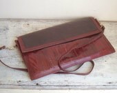 On Sale vintage Elan burgundy snakeskin clutch