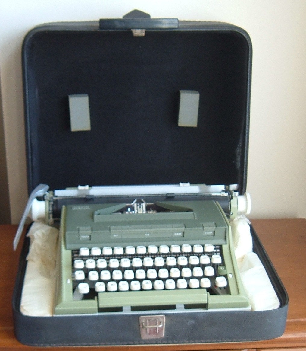 YARD SALE vintage green Newport typewriter