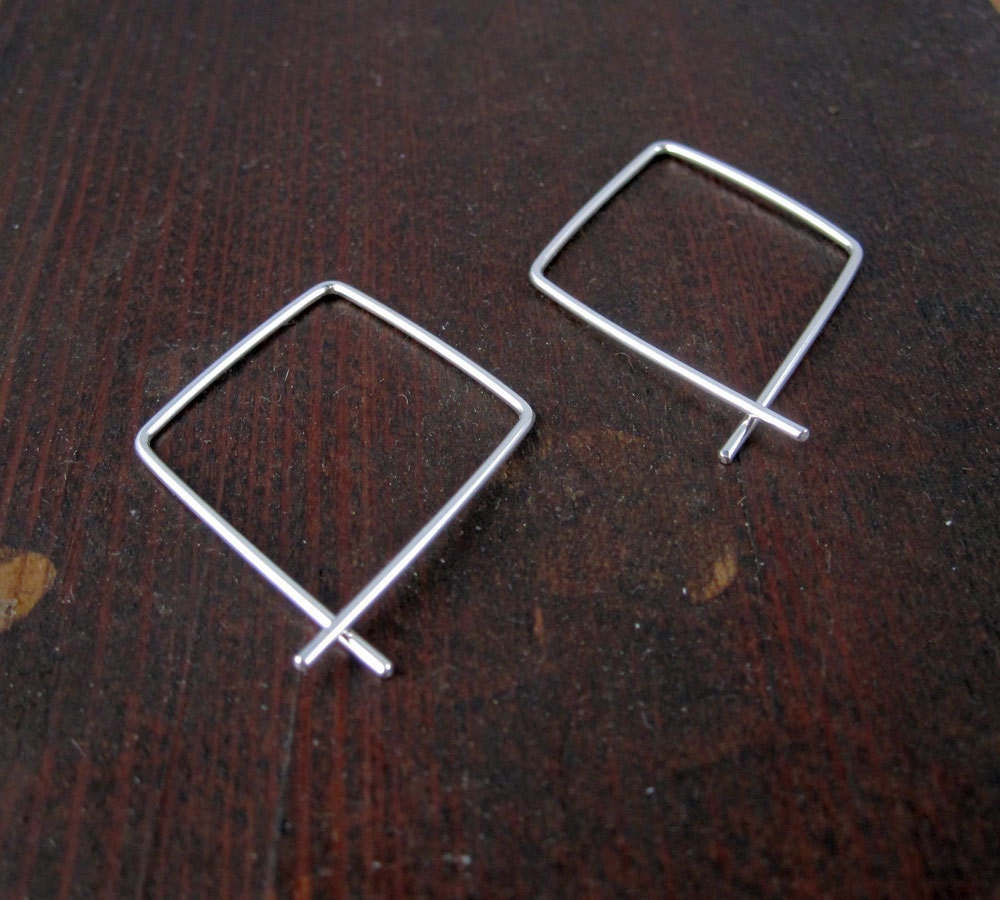 Medium Diamond Hoops, Sterling silver
