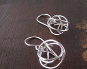Short Scribble Bead Earrings, Sterling Silver