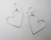 Crooked Heart Dangle Earrings, Sterling silver
