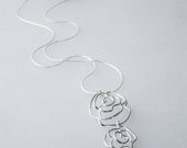 Rosette Double Drop Pendant, Sterling Silver Wire