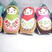 Russian Matryoshka Doll Ornament Peppermint Pink, or worry doll without ribbon