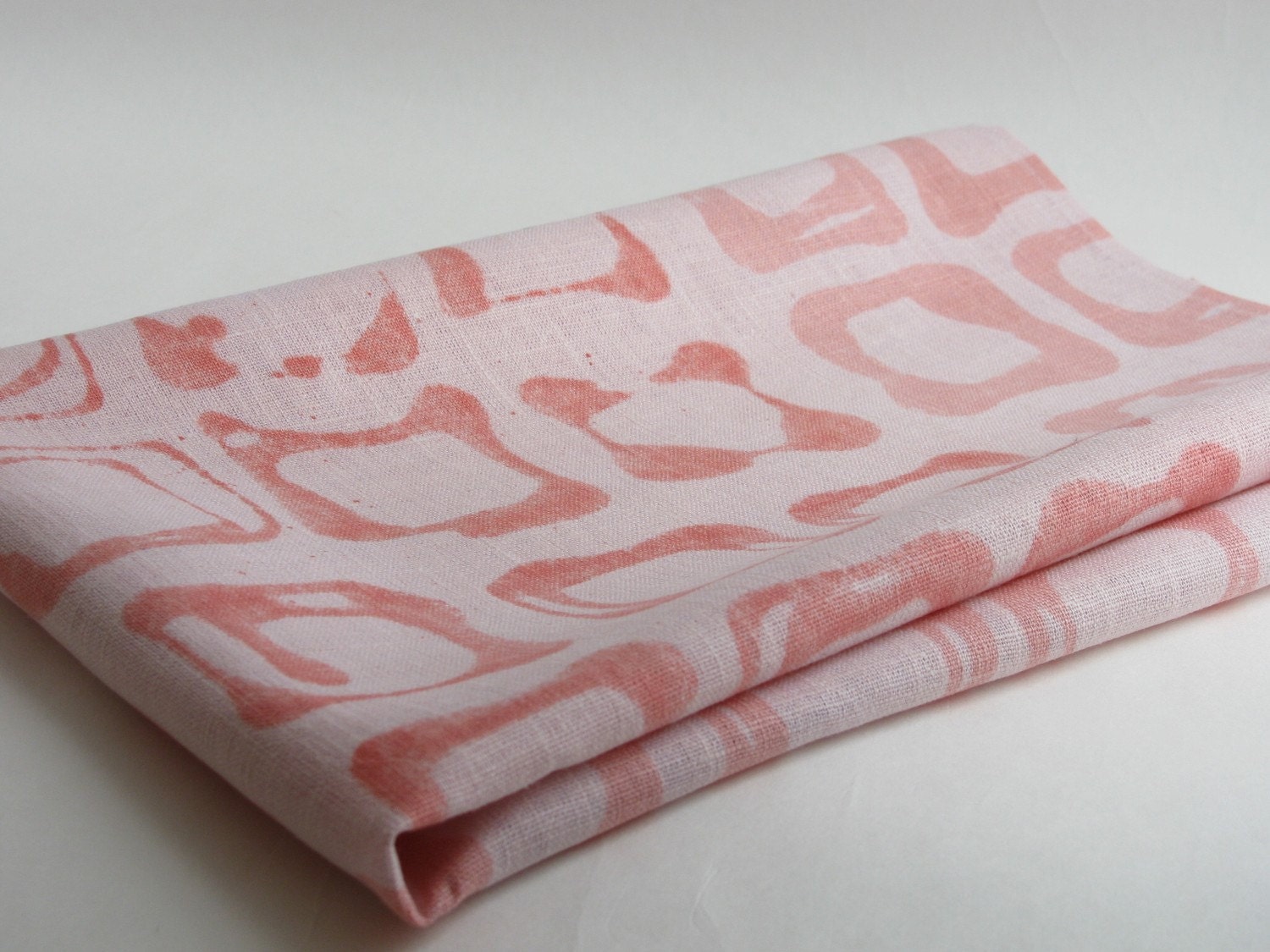 SALMON Hand dyed Linen Towel