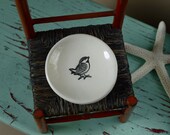Chickadee Bird on Mini Round Ceramic Dish