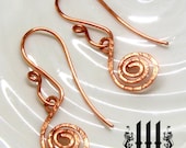 Tiny Copper Spiral Earrings Ancient Greek Hammered Textured