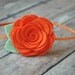Wool Felt Flower Headband - Large Rose In Orange - Skinny Elastic Headbands