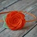 Wool Felt Flower Headband - Large Rose In Orange - Skinny Elastic Headbands