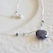 Blue Sapphire & Heart Charm Shiny Sterling Silver Necklace