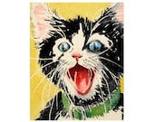 Cat Art, Black Cat Art, Painting Watercolor Print, Tuxedo Cat Art, Black Cat Painting, Pet Portrait, Nursery Art - Artist Artwork