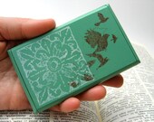 YART SALE - VERDIGRIS wood business card holder and display