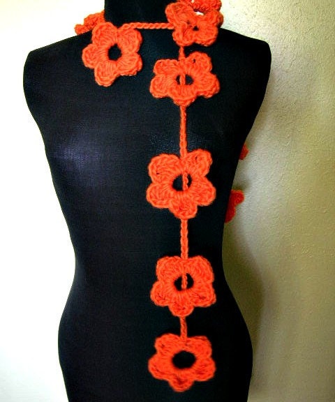 Easy Flowers Lariat Scarf Crochet Pattern INSTANT DOWNLOAD PDF - permission to sell what you  make