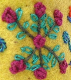 Cuff Bracelet flowers more Jacobean Whimsey Hand Embroidered Wool Bracelet Roses Jewel Tones
