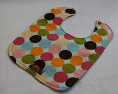Baby Bib- Multi Dot On Light Blue 10 x 12.5