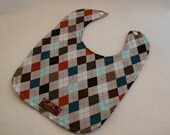 Baby Bib- Gray Argyle 10 x 12.5