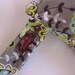 Wet Bag-Large Waterproof Wet Bag- 12.5 x 12.5- Snap Handle and Zipper- Star Flower- Gray-Brown-Green