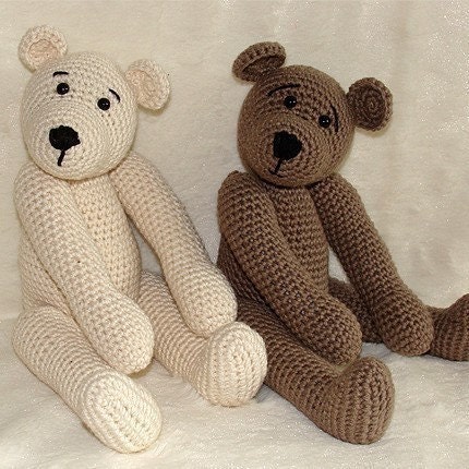 PDF Crochet Pattern - 10 inch Bear and Polar Bear