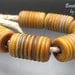 Handmade Lampwork Glass Beads - 6 Ancient Stone Ribbed Barrels