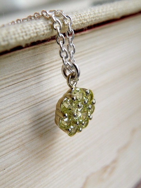 Peridot Green Cubic Zirconia Sterling Silver Necklace - Edlyn N2 Wedding Jewelry