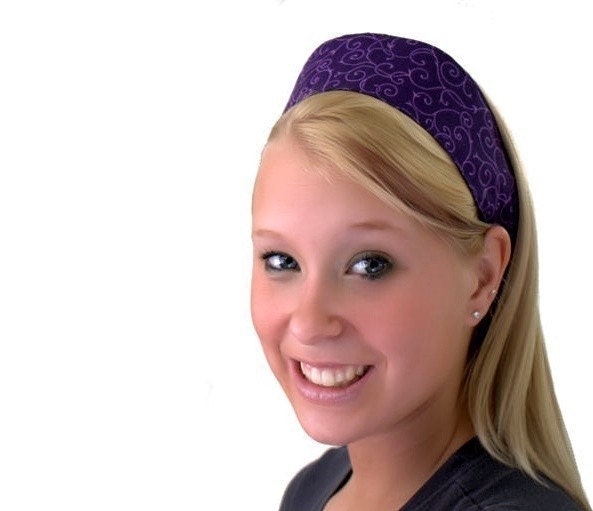 Light purple Vine Over a Dark Purple Background, Beautiful Wide Headband By Bargain Headbands