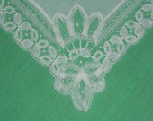 Antique Handmade White Lace Wedding Hanky - Hankie Handkerchief