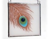 Peacock Feather Fused Glass Suncatcher Light Catcher