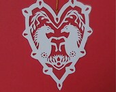 Horse Greeting - Hand cut hanging kirigami heart