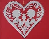 A Gift of Flowers - Hand cut hanging kirigami heart