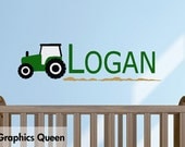 Tractor Wall Decal with Childs Name Wall Decal