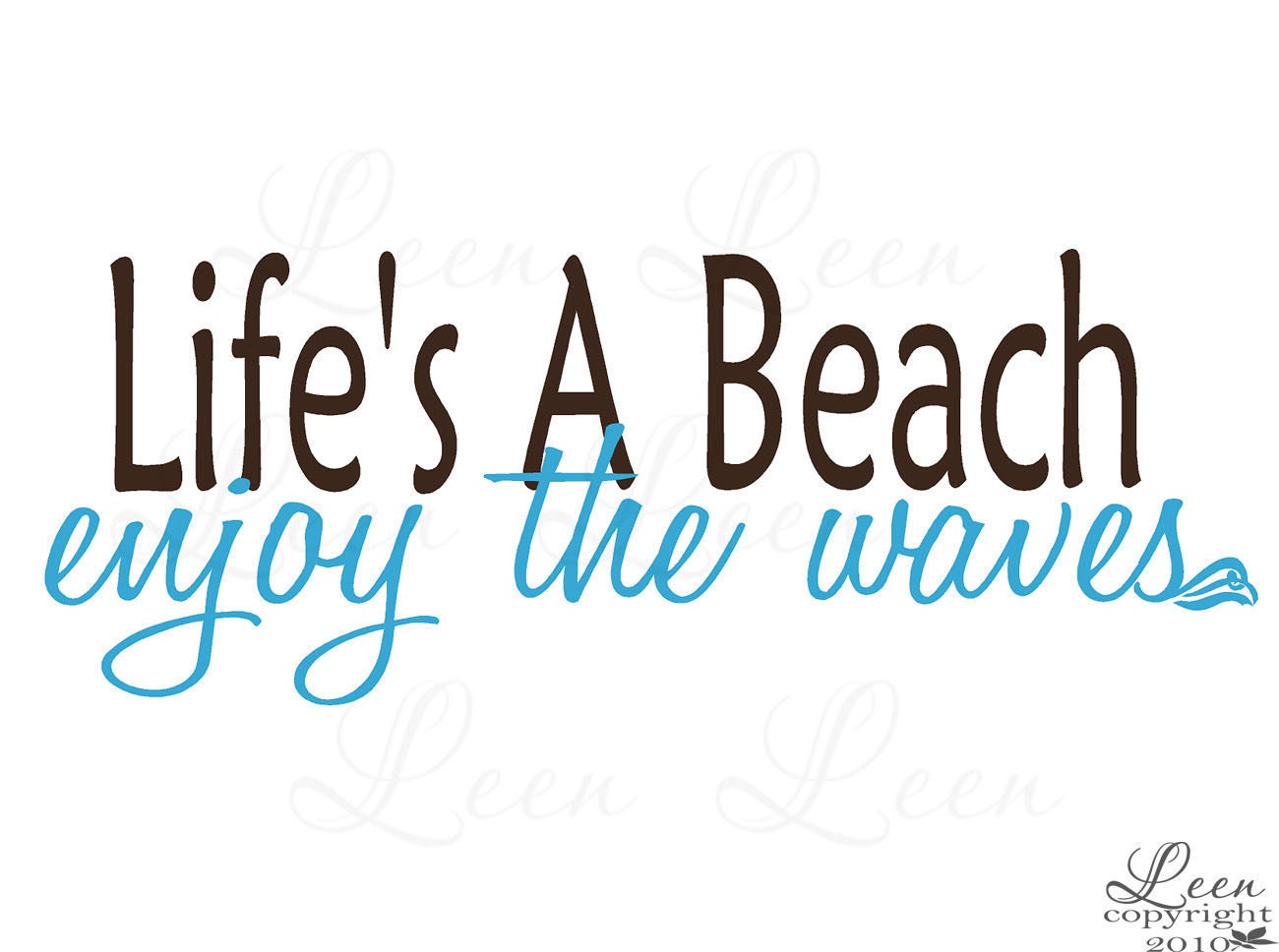 Beach Saying Wall Decal Lifes a Beach Enjoy the Waves Coastal Wall Decal