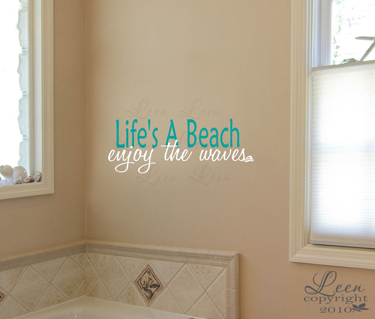 Beach Saying Wall Decal Lifes a Beach Enjoy the Waves Coastal Wall Decal