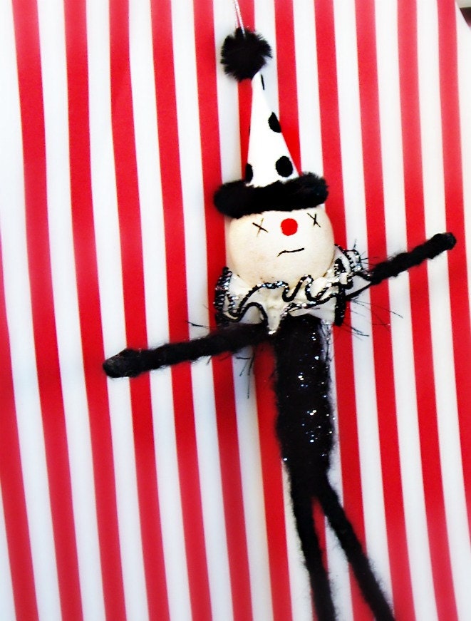 vintage inspired Zombie Clown doll ornament