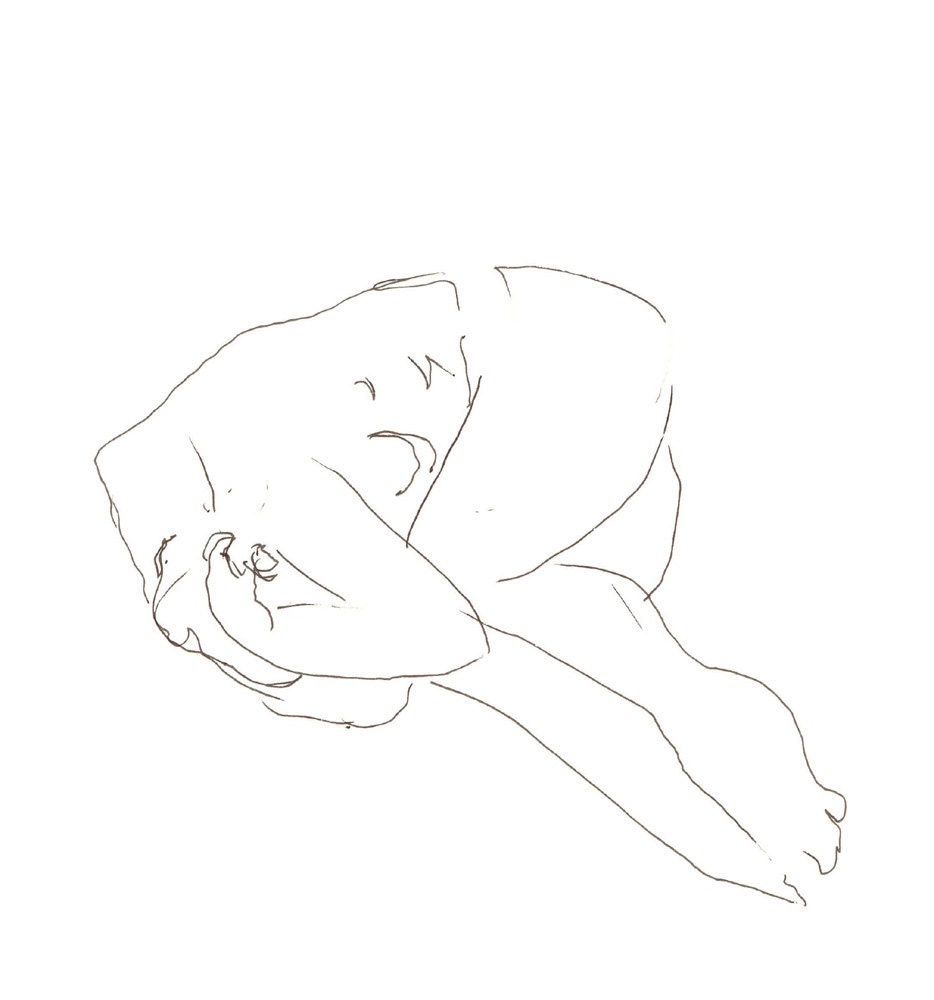 Art print - Protect - Gesture line drawing figure study