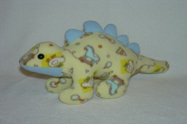 Plush Stegosaurus Dinosaur Blue Yellow