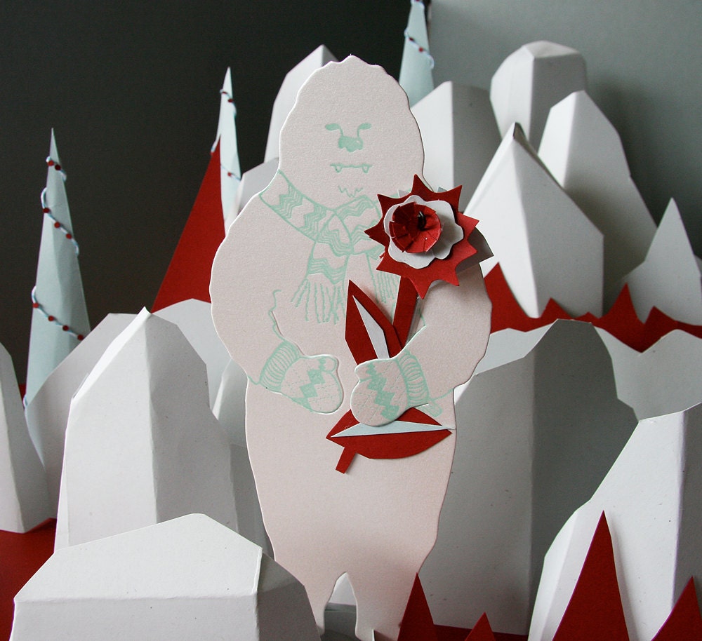 Letterpress Yeti holiday card