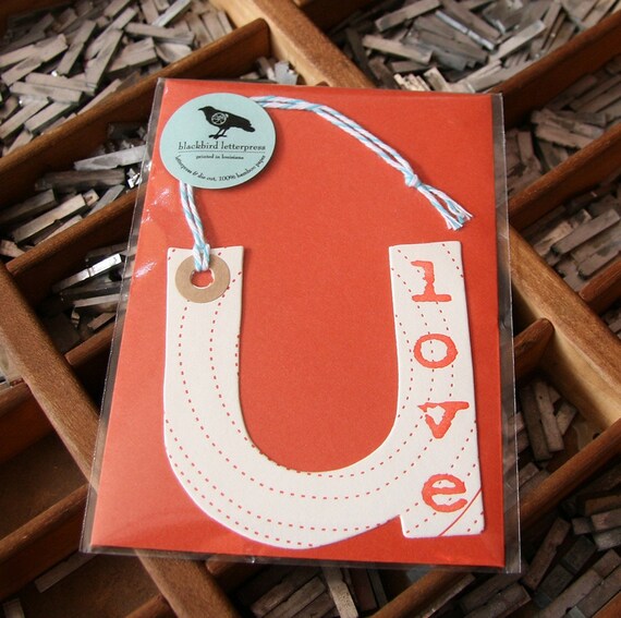 letterpress love u card die cut