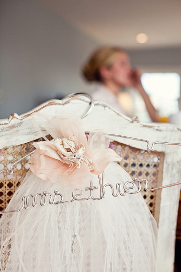 Wedding Hanger, Bridal Hanger, Personalized Hanger, The Original Silver Lingerie, Custom Wedding Dress Hanger in Wire