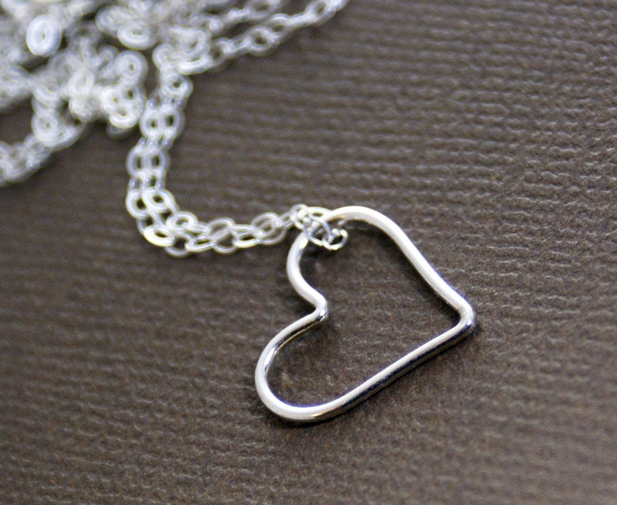 Simple Open Heart Necklace - Sterling Silver