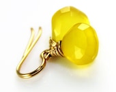 Simple Yellow Chalcedony Earrings - 14k Gold Filled