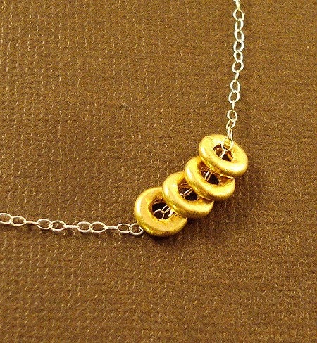 Two-Toned circles necklace - 14k gold and sterling silver - small and simple