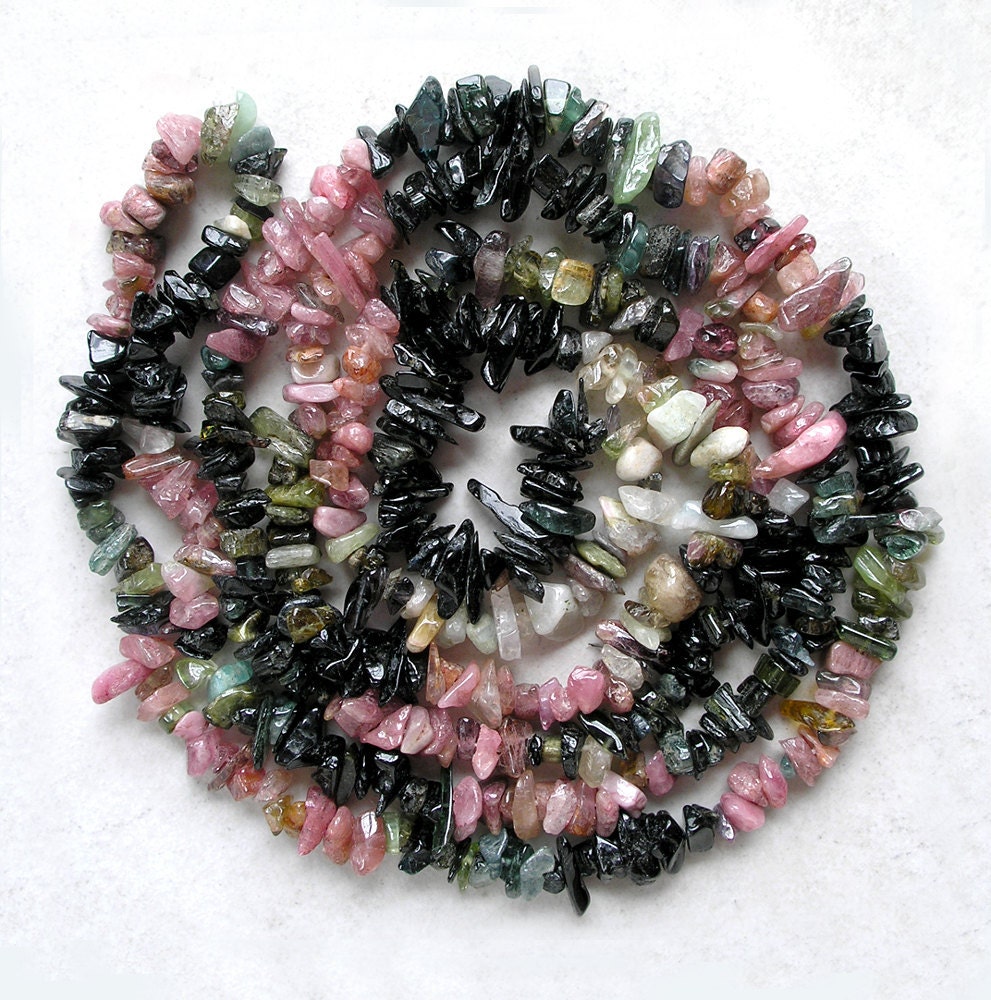 Watermelon Tourmaline Nugget Beads- Multicolor Gemstone Nugget Beads- Small Nugget Chip Beads