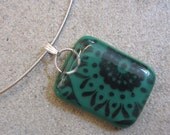 Jade Green Pendant, Fused Glass Pendant Necklace, Fused Glass Jewelry