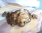 Art Nouveau Antiqued Brass Lady In The Lake Bracelet