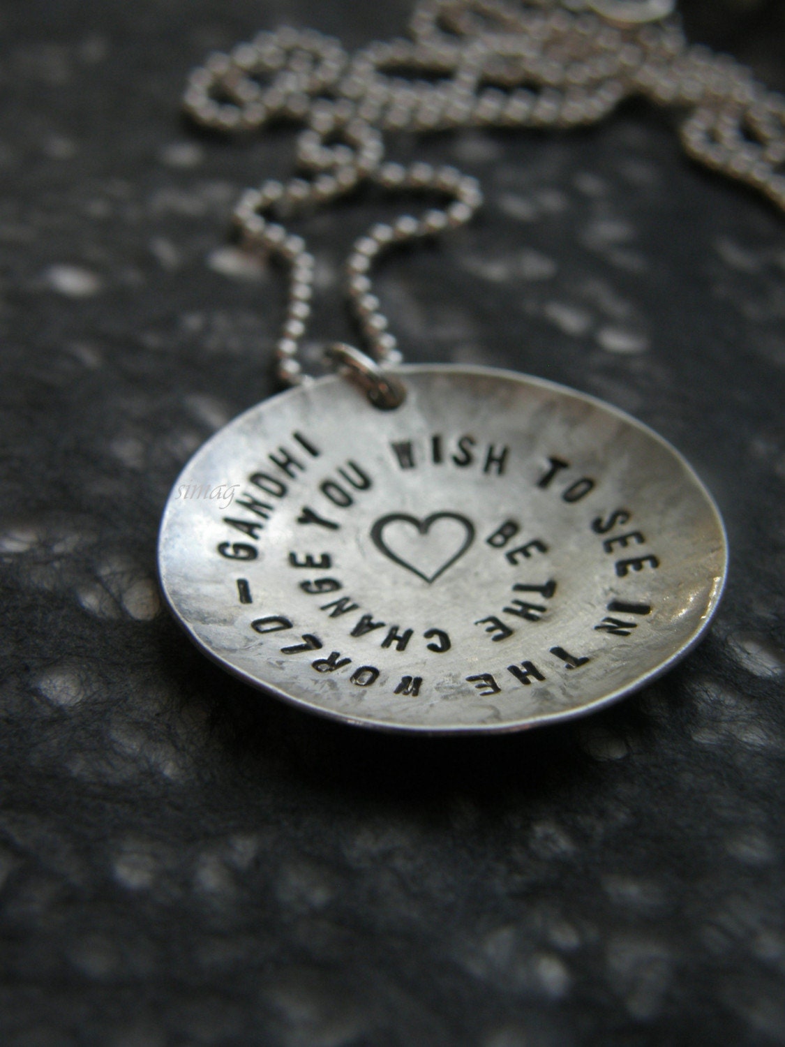 Be The Change - my daughter senior quote - Sterling Silver Stamped Charm - - - -Simag